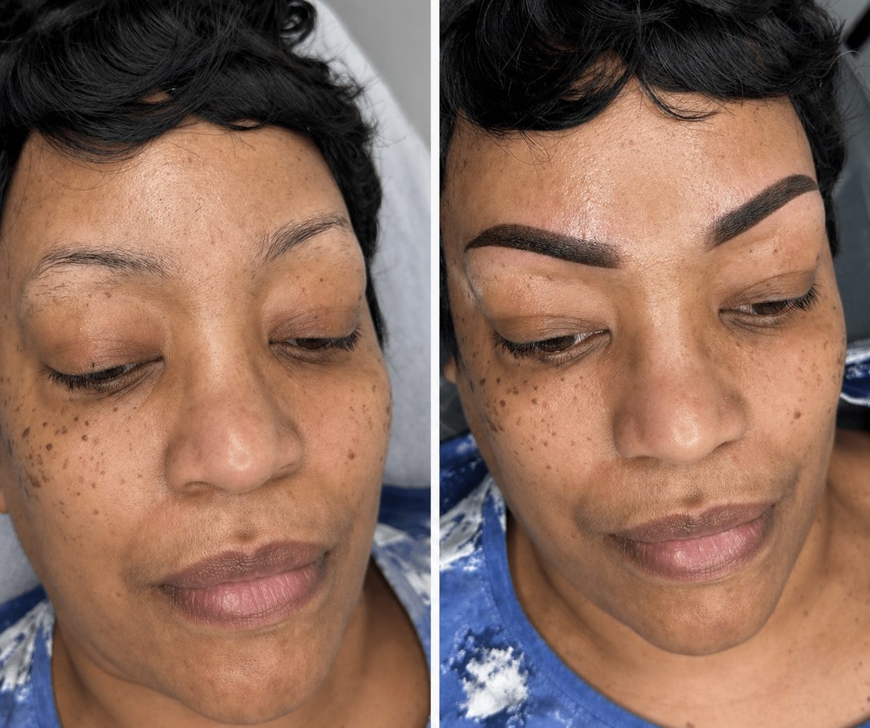 Before and after natural permanent brows